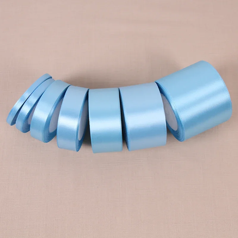 Sky Blue Single Face Satin Ribbon Party Decoration Gift Wrapping Christmas Ribbons Sewing (25 Yards/roll) 10/15/20/25/40/50mm ribbon decoration satin ribbons ribbon supplies christmas ribbon satin ribbon wrapping ribbon sewing ribbon