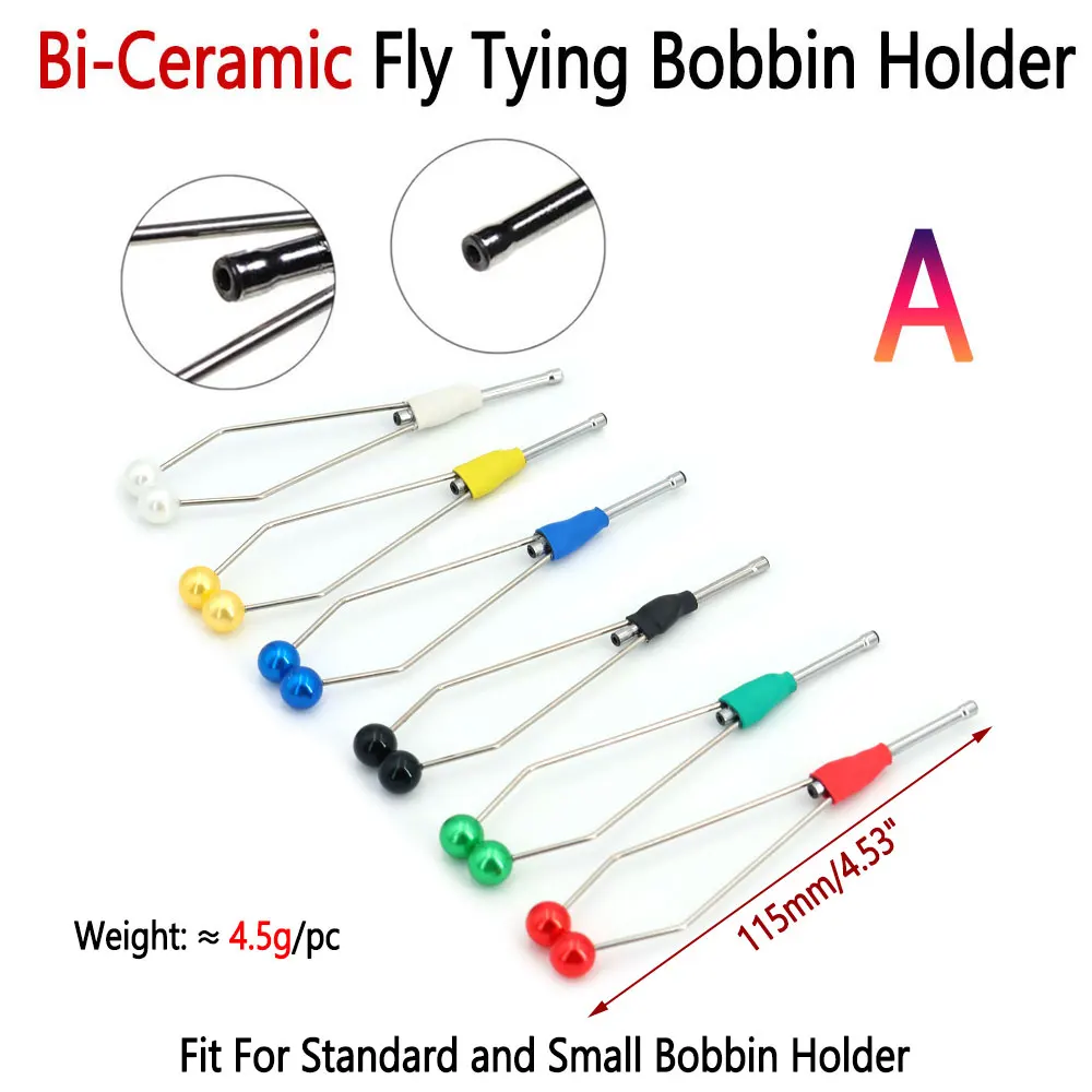 Fishing Tools Steel-Alloy and Bi-ceramic Tip Fly Tying Bobbin Holder Standard & Small Thread Bobbin Fishing Dry Wet Fly Lure Making Tool