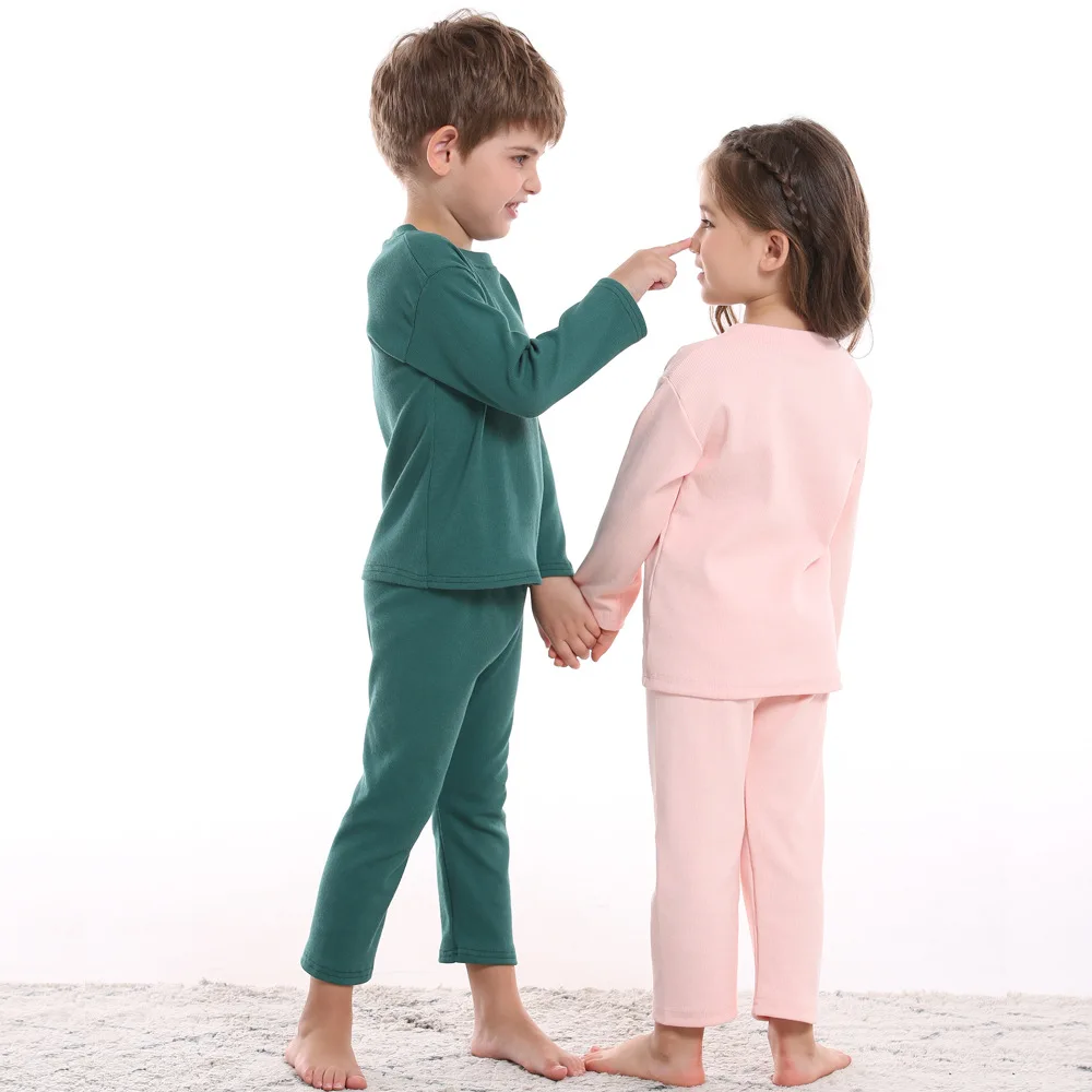 Children's Pajamas Autumn Clothing Set Boys And Girls' Underwear Base Coat, Children's Cotton Home Clothing