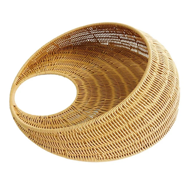 Fali Függő Kézzel Készített Fonott Rattan Virág Kosár Zöld Szőlő Edény Ültetvényes Váza Konténer Növény Kerthez - Image 3