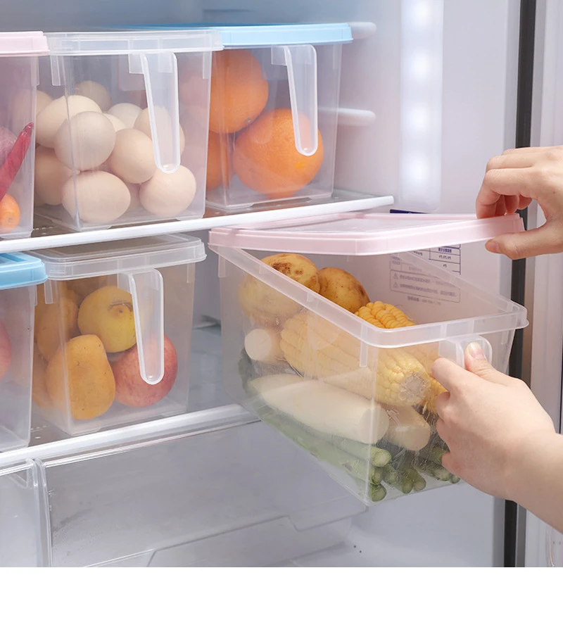Refrigerator Storage Box Drawer Type Transparent Rectangular Fresh-Keeping Box Household Egg Food Freezer Storage Box