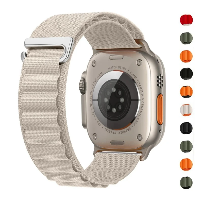 Ремешок нейлоновый для Apple Watch Band 49 мм 44 мм 45 мм 42 мм 41 мм 40 мм 38 мм/4/3