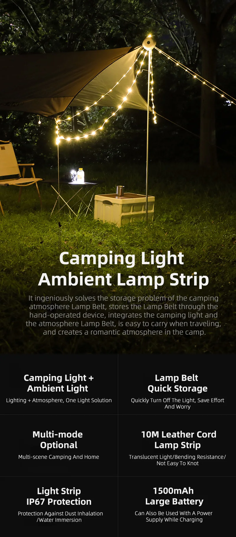 USB Camping Strip Lights Camping Lights Tent Accessories Camping