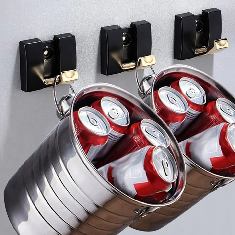 Set Da 5 Ganci Da Parete Pieghevoli In Alluminio – 90° Foldable, Per Bagno, Cucina, Asciugamani E Borse – Colore Nero - 3