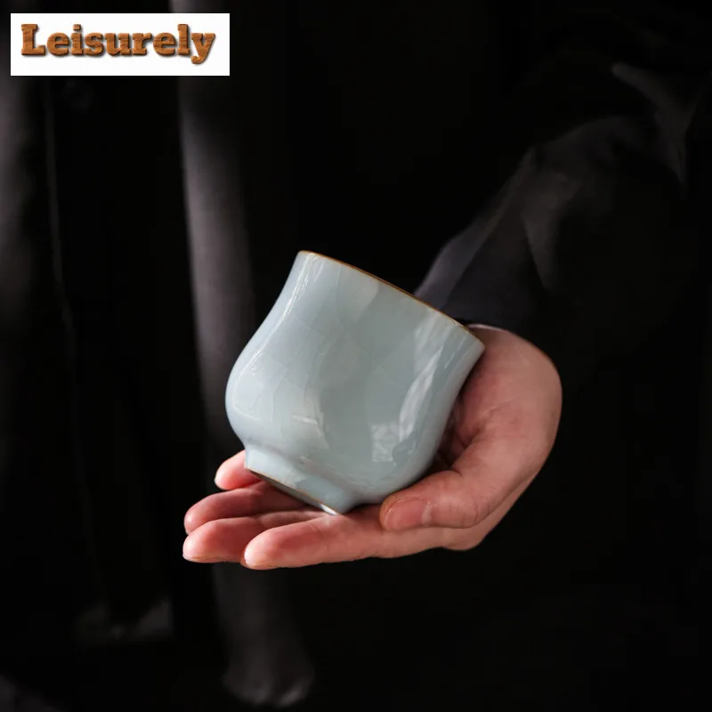 150ml Ru Kiln Porcelain Beauty Teacup Tea Bowl Single Cups Tea-tasting Smelling Cup Chazhan Master Cups Coffee Mugs Drinkware