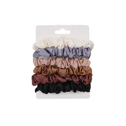 Luxurious Set of 6 Satin Hair Scrunchies - Soft Solid Color Hair Ties and Accessories (6pcs)