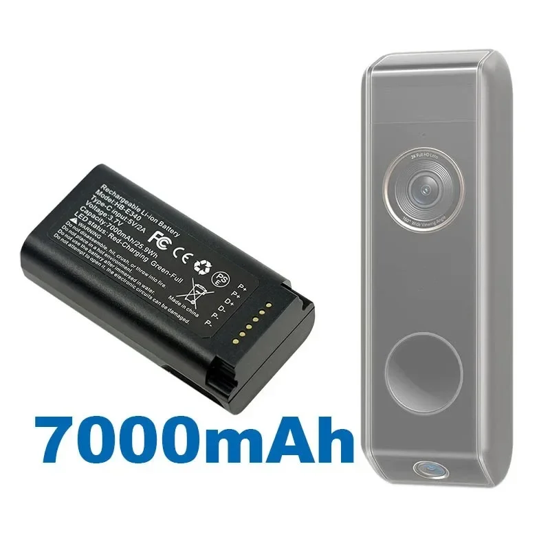For Eufy Video Doorbell HB-E340 3.7V 7000mAh 25.9Wh USB-C Charging Include Type-