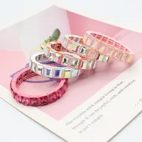Bracelet élastique en cristal moka 2026 avec manchettes émaillées aux couleurs arc-en-ciel, accessoires pour couple en petite boîte 2