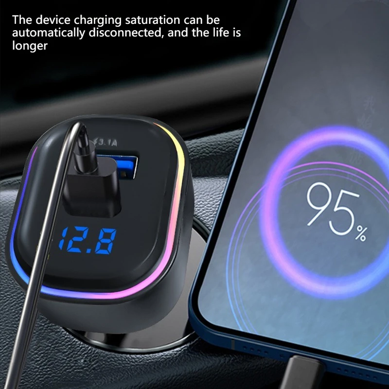 22.5W Fast Car Charger 7-Port Expansion Simultaneous Front and Rear Charging Type-C USB Family Travel Adapter Charger