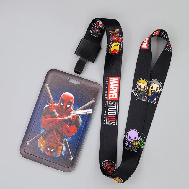 Marvel Movie Characters Card Cover Captain America Spiderman Super Heroes ABS Card Holder Student Campus Card Hanging Lanyard ID Xhmw14