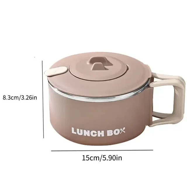 Boîte à déjeuner bol Ramen en acier inoxydable 304 avec couvercle, salade de fruits, riz, grande capacité, nouilles instantanées, bol à soupe, vaisselle de cuisine 6