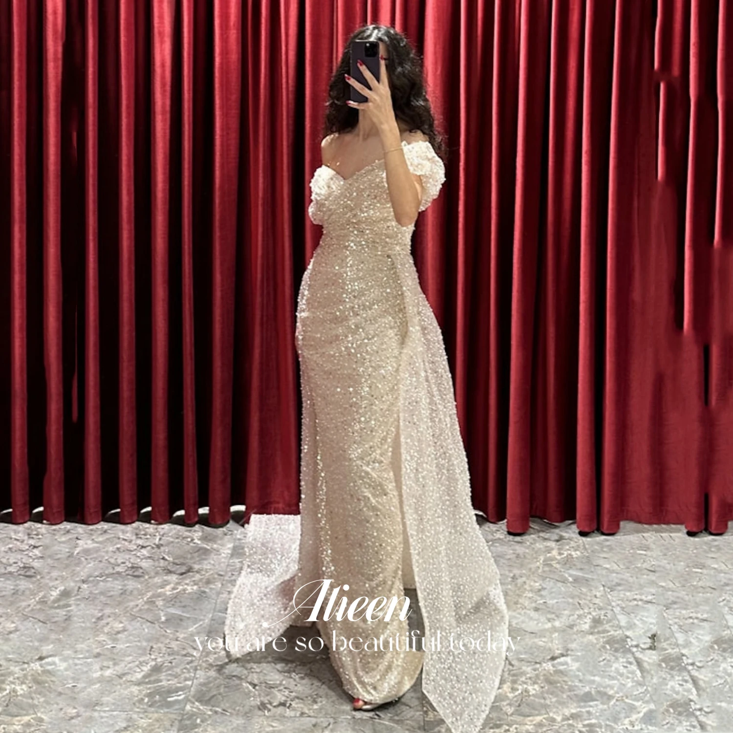 Aileen Bead Embroidery Party Dress Women Elegant Luxury Evening Dresses for Women 2023 Mermaid Shiny One Piece Dress Es Prom