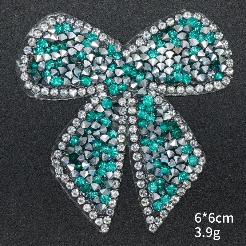 10 Farben Kristall Strass Schleife Eisen auf Patches Applikation für Kleidung Schuhbeutel Aufkleber Streifen Kleidung Aufkleber 6 cm * 6 cm – Detail 9