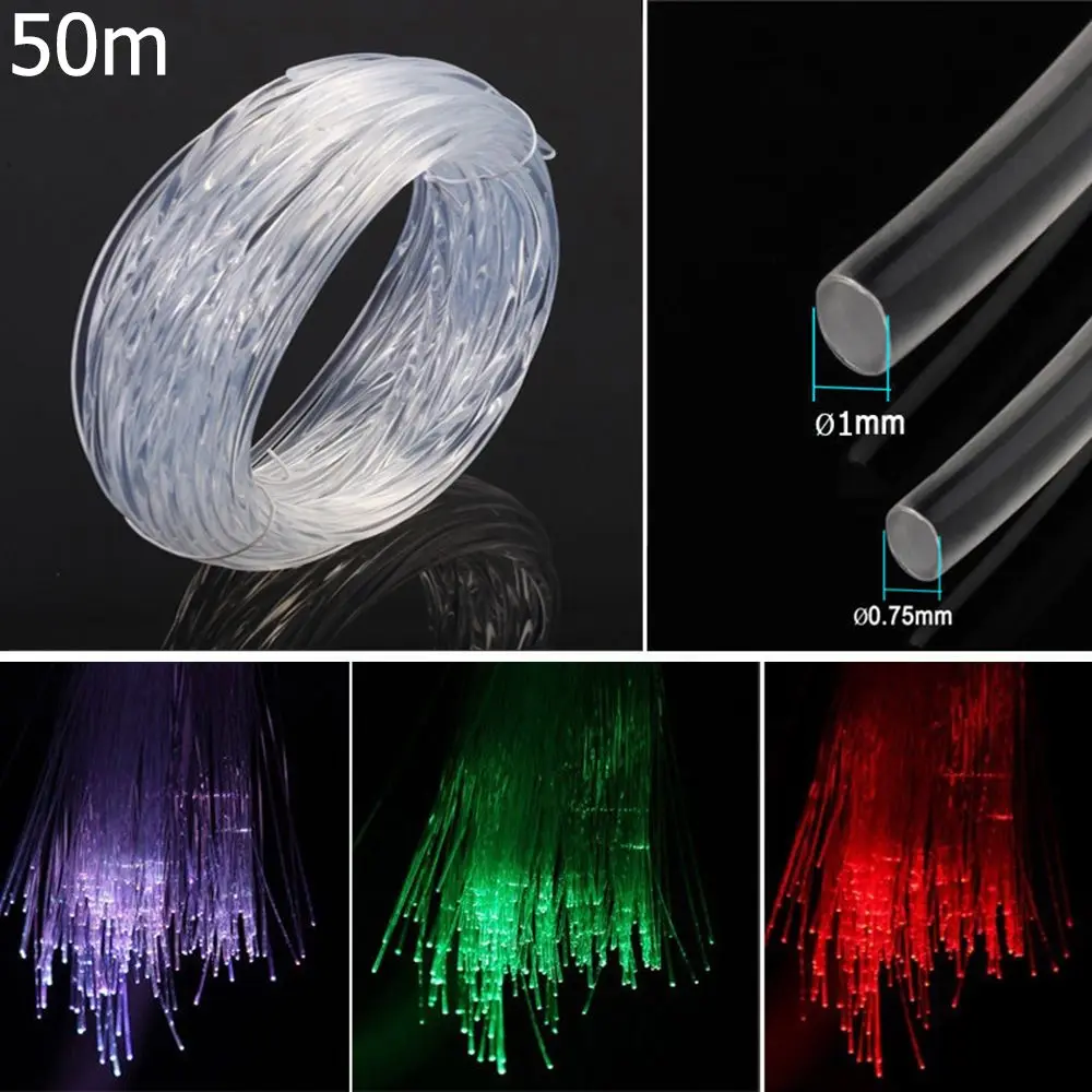 PMMA Plastic Fiber Optic Cable 50mx0.75mm/1.0mm DIY