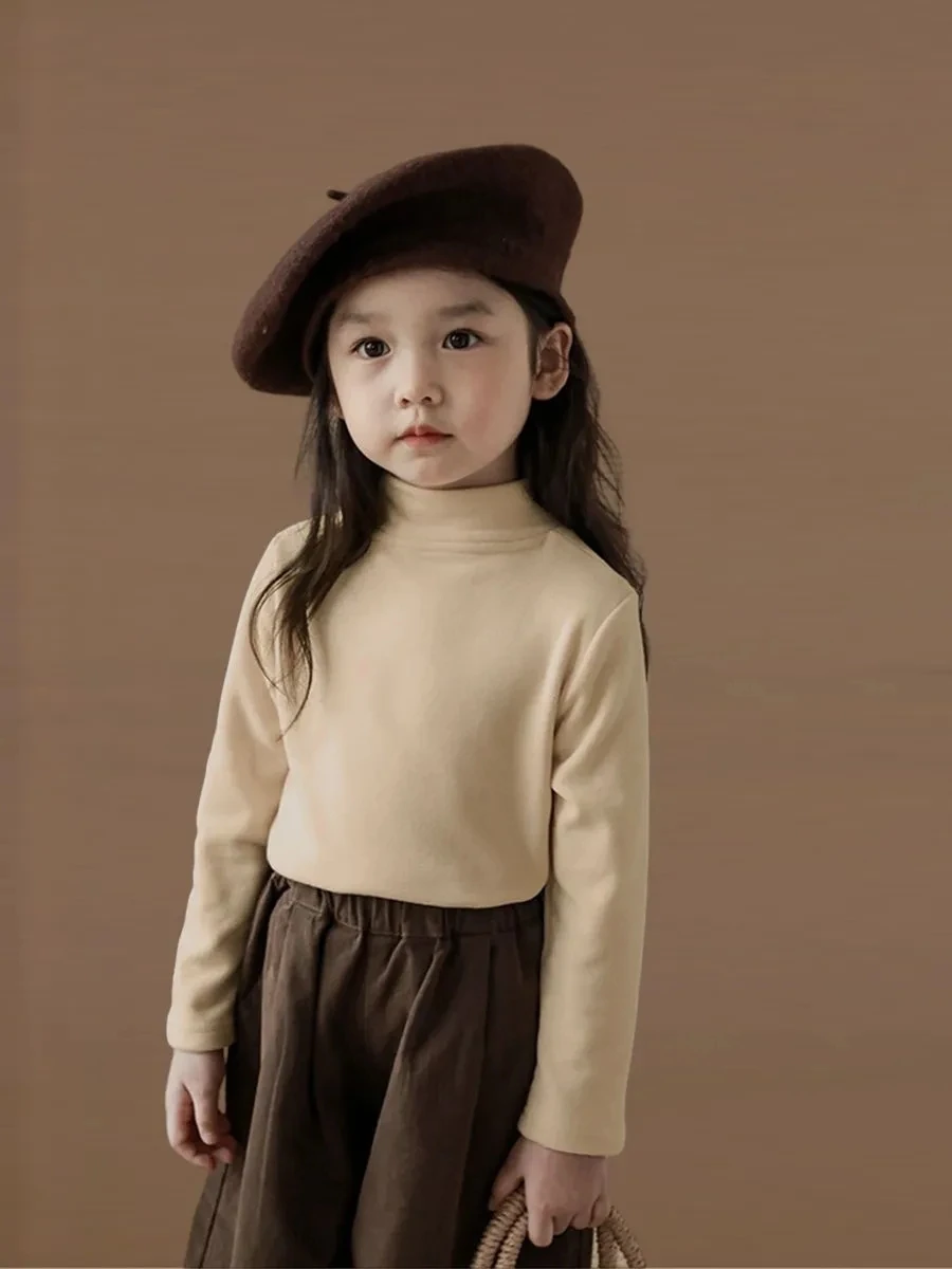 1-9Years Toddler Kids Turtleneck Long Sleeve Base Tops Infant Soft Full Tees Children Solid t Shirt 3
