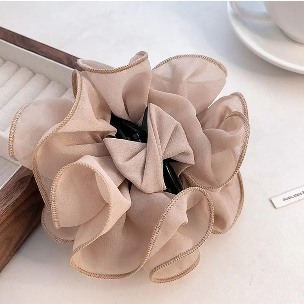 New Chiffon Claw Clip Hair Bow Black Fabric Ribbon Flower Rose Claw   Large Size  Clamps Clips Accessories for Women