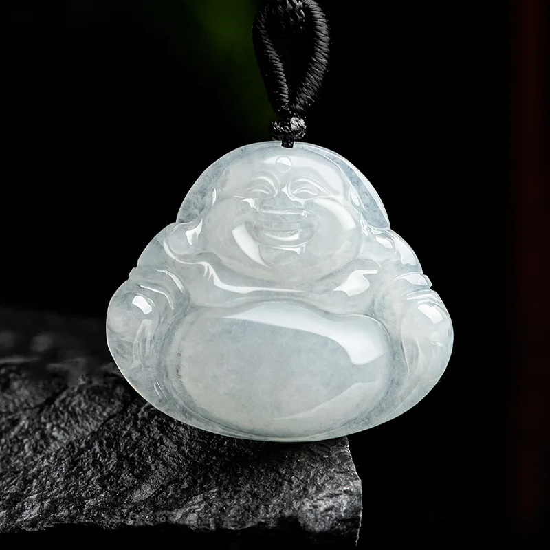 

MaiChuang/Natural Jade Hand-carved Maitreya Buddha Necklace Pendant Personalized Men and Women Couple Fashion Accessories Amulet