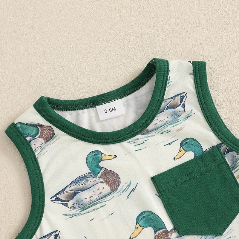 Citgeett Summer Infant Baby Boy Romper Sleeveless Pocket Cute Jumpsuit Casual Clothes Suit