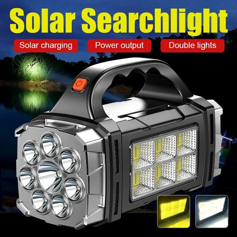 

D2 Rechargeable Portable Hand Lamp 8/4 LEDs Powerful Flashlight Outdoor Camping Fishing Solar Light USB Torch COB Work Lantern