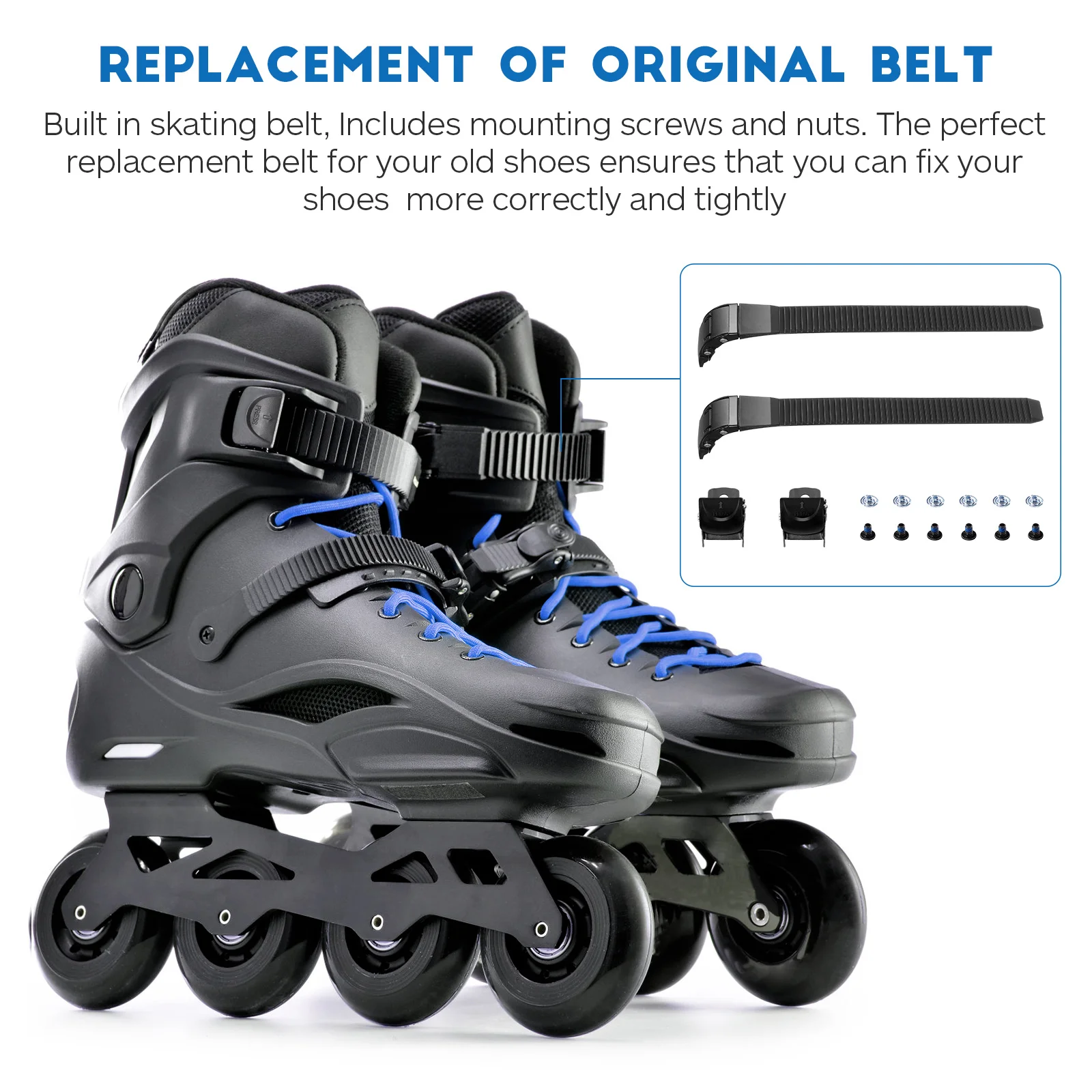 2 Sets Roller Skate Strap Buckles Adjustable Replacement Parts Skating Shoes Accessories Flashing Roller Skateboard Plastic Long