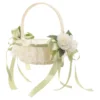 Wedding Ceremony Decoration Flower Girl Basket Rustic with Handle Petal Handheld Small Bowknot Fabric Stunning 1