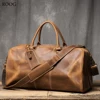 ROOG Premium Vintage Leather Tote Bag - Rugged First Layer Cowhide, Large Capacity Duffle for Travel, Stylish Crossbody 1