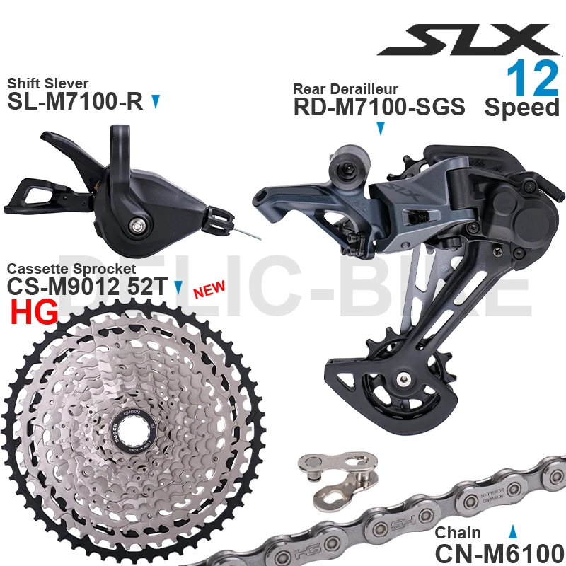 SHIMANO SLX M7100 1x12 Speed Groupset Shifter Rear Derailleur Cassette Sprocket 11-50T/52T CN-M6100 Chain