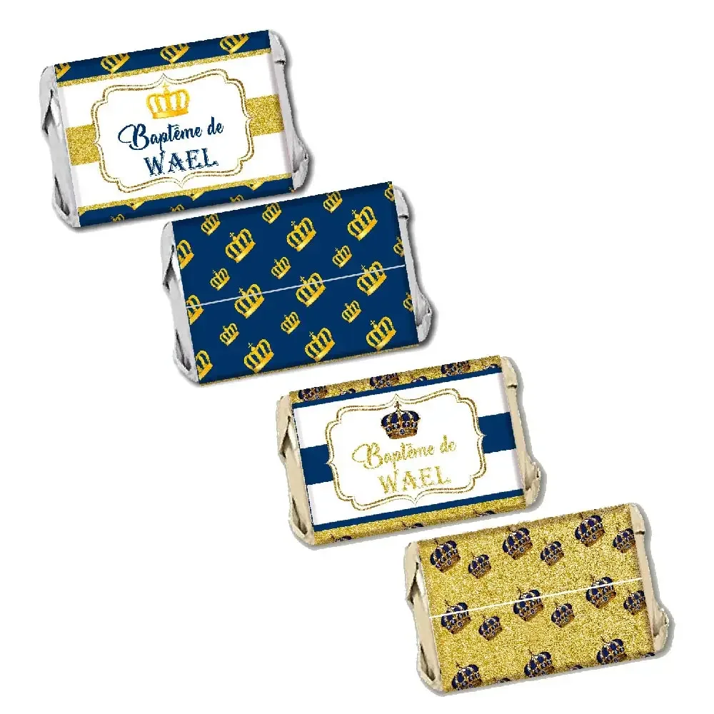 Battesimo Battesimo Corona Mini Candy Bar Wrapper Kinder Bueno Hershey Chocolate Sticker Capri Sun Water Bottle Label Party Decor