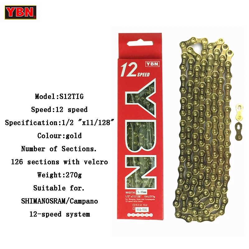 YBN Fahrradketten 10/11-Gang 116 Glieder 12-Gang 126 Glieder Aluminiumlegierung Titanbeschichtung Rennradkette für SRAM SHIMANO – Detail 16