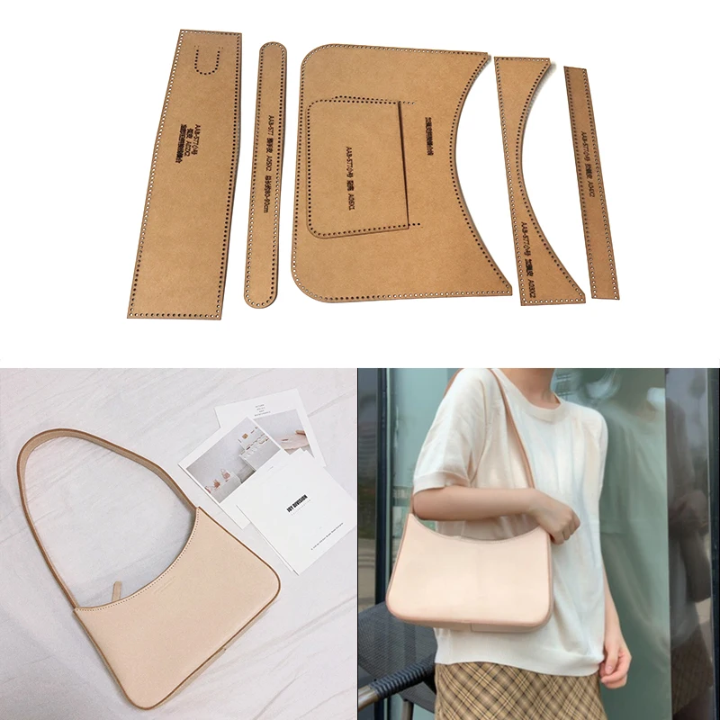 Handmade Craft Women Underarm Bag Sewing Pattern Kraft Paper Leather Stencil Sewing Template 1Set leather craft template sewing template
