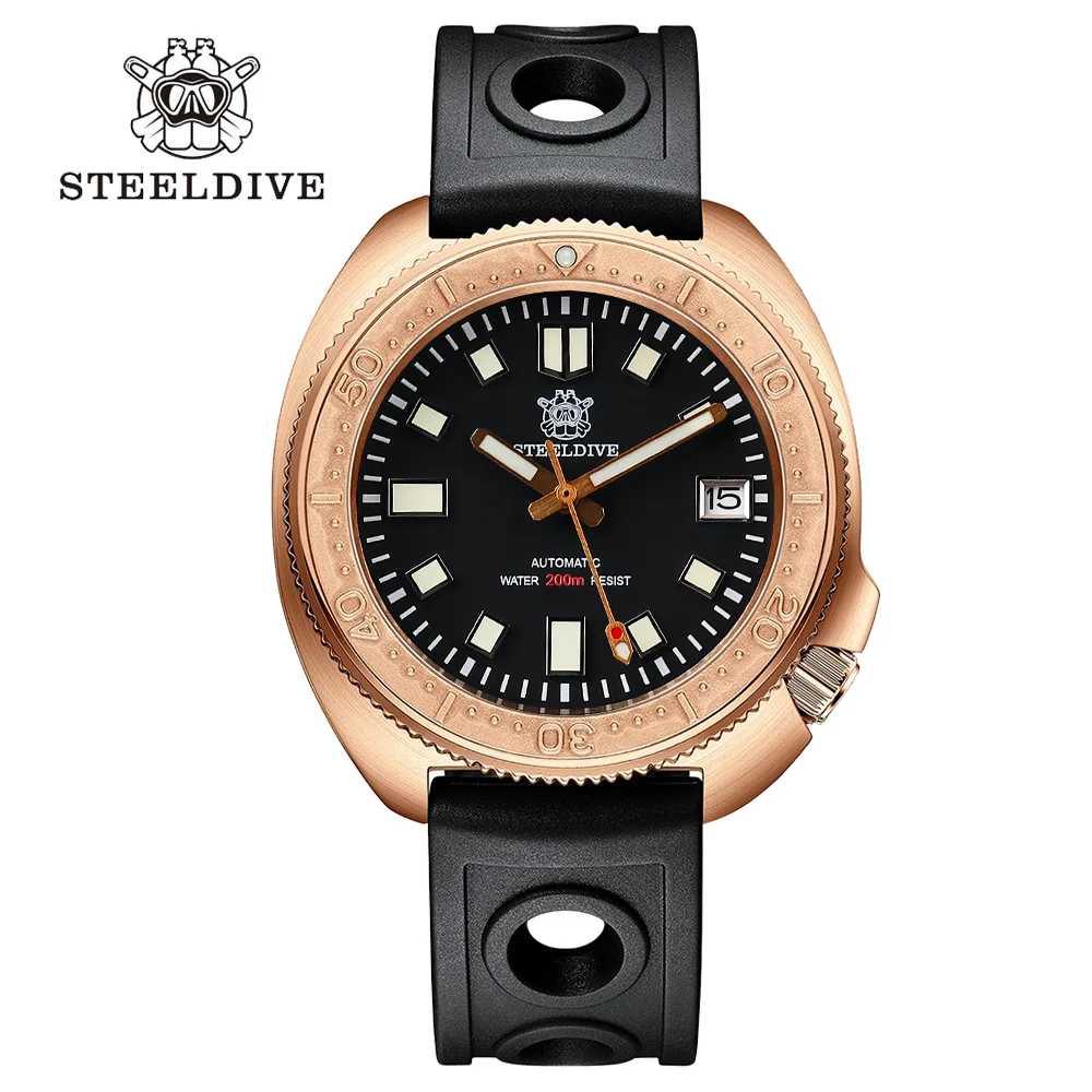 STEELDIVE Watch 1970 Men CuSn8 Bronze Diver Watch Mechanical NH35 Automatic Sapphire Crystal 200m Waterproof Luminous Watches coach men's watches Sports Watches