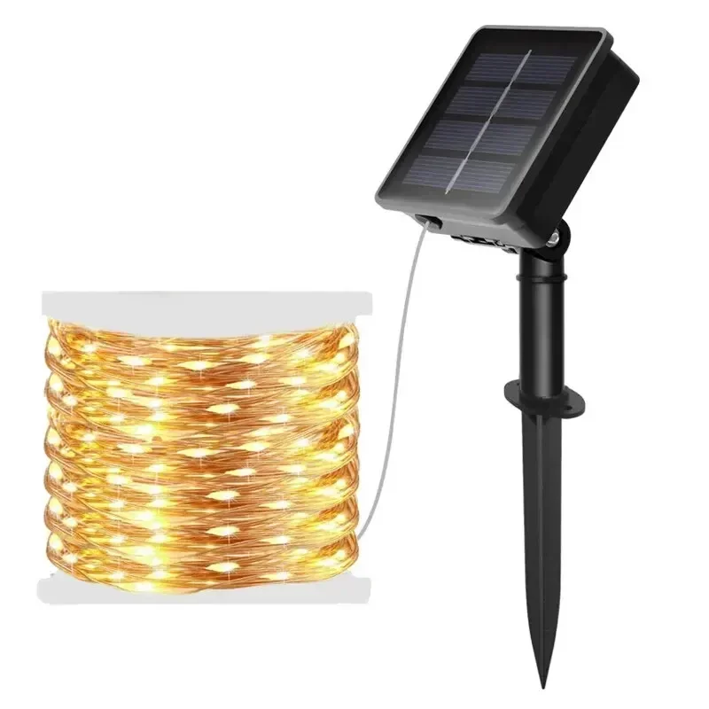 10m100LED Solar Fairy Waterproof Copper Wire String Lights Christmas Party Garland Solar Power Lamp for Outdoor Garden Wedding