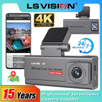 LS VISION 4K 4G Telecamera di sicurezza per auto Dual Lens GPS Dash Cam per telecamera per auto Citofono Rilevamento umano Monitor di parcheggio 6 mesi 24 ore