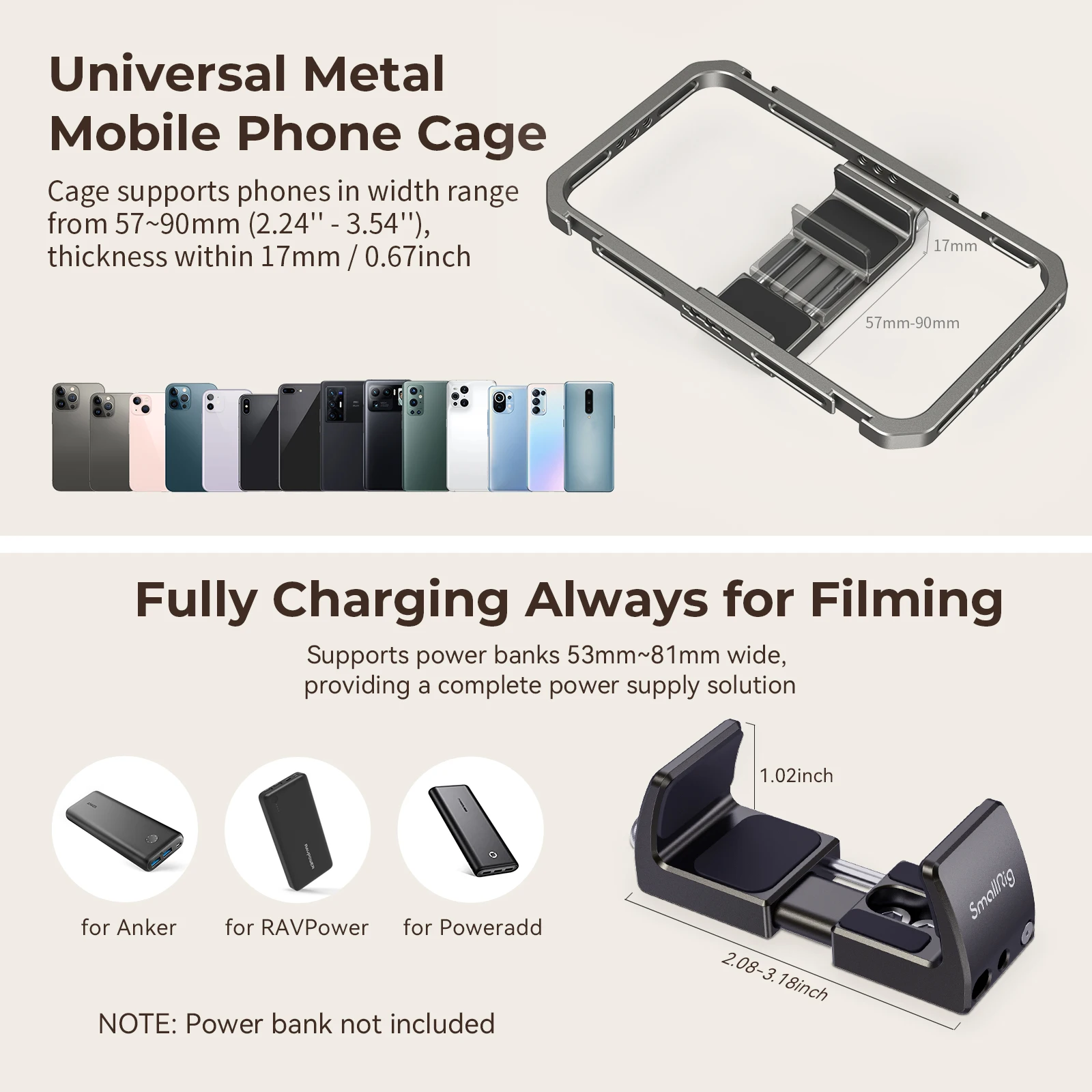 Universal Phone Video Rig Kit for iPhone, Smartphone w Tripod Mic LED Light Side