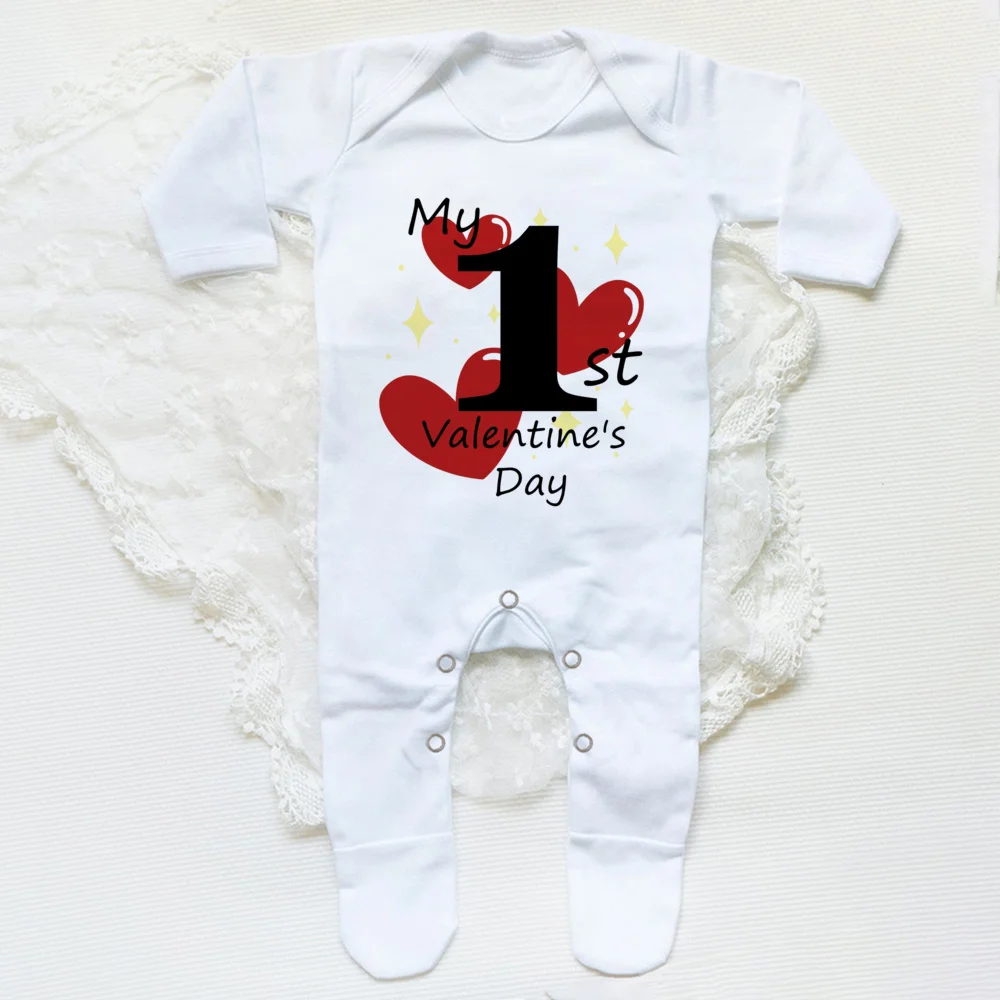 My First Valentine Babygrow Sleepsuit Boys Girls Clothes Toddler Bodysuit Newbron Sleepsuit Valentine's Day Infant Gift Romper