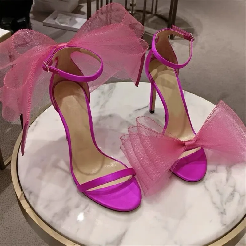 Big Butterfly-Knot Sandals Woman Summer High Heels Women Pumps Pointed Designer Shoes Mary Janes Sexy Stiletto Wedding Shoe women sandals women high heels pumps
