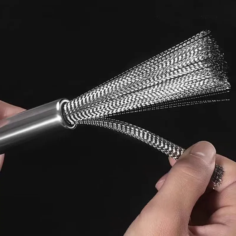 1/2PCS Stainless Steel Pan Brush Bowl Plate Long Handle Strong Decontamination Convenient Fast Sink Stove Kitchen Cleaning Tool