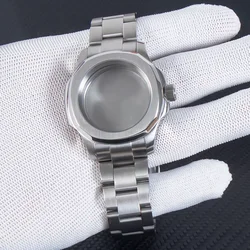 Premium Watch Case with Sapphire Crystal and Strap - Silver, Gold, Black - 41mm - Soild case back (A6)