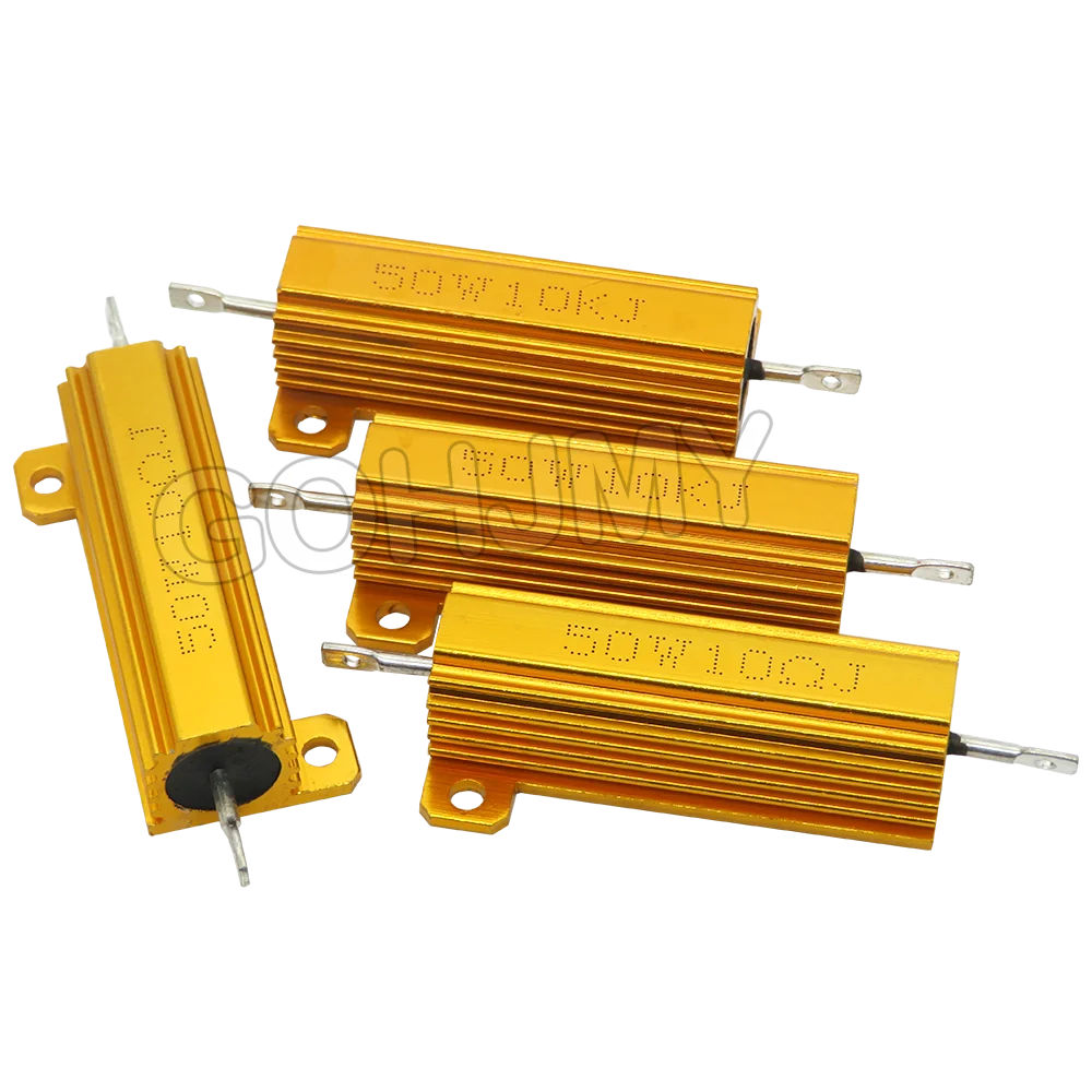 RX24 50W Aluminum Power Metal Shell Case Wirewound Resistor 0.01R~30K 1 2 3 5 6 8 10 20 100R 150R 200R 300R 500R 1K 10K 30K ohm