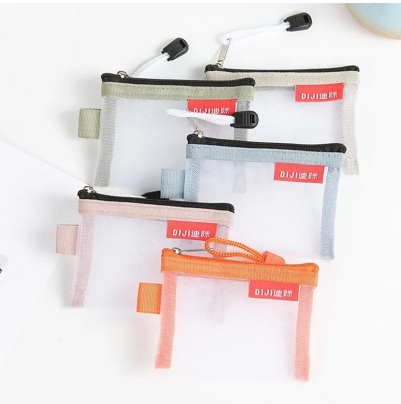 Mini Mesh Coin Bags Money Earphone Data Line Storage Bags Bus ID Credit Card Holder Zipper Pouch Traveling Portable Small