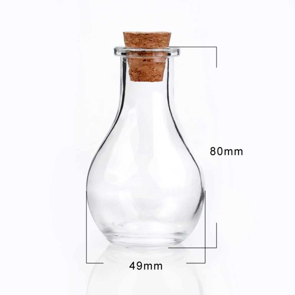 30pcs Glass Bottle for Bead Containers Clear Wishing Bottle  for jewelry making Decor 4.9x8.8cm with Cork Stopper,Capacity: 55ml