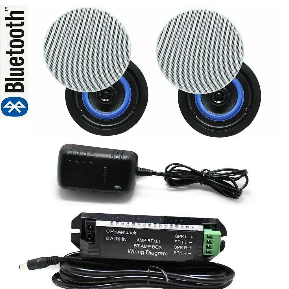 Herdio 160W 4Inch Built In Digital Class D Amplifier Bluetooth-compatible Ceiling Speaker Active LoadSpeaker for Indoor Bathroom