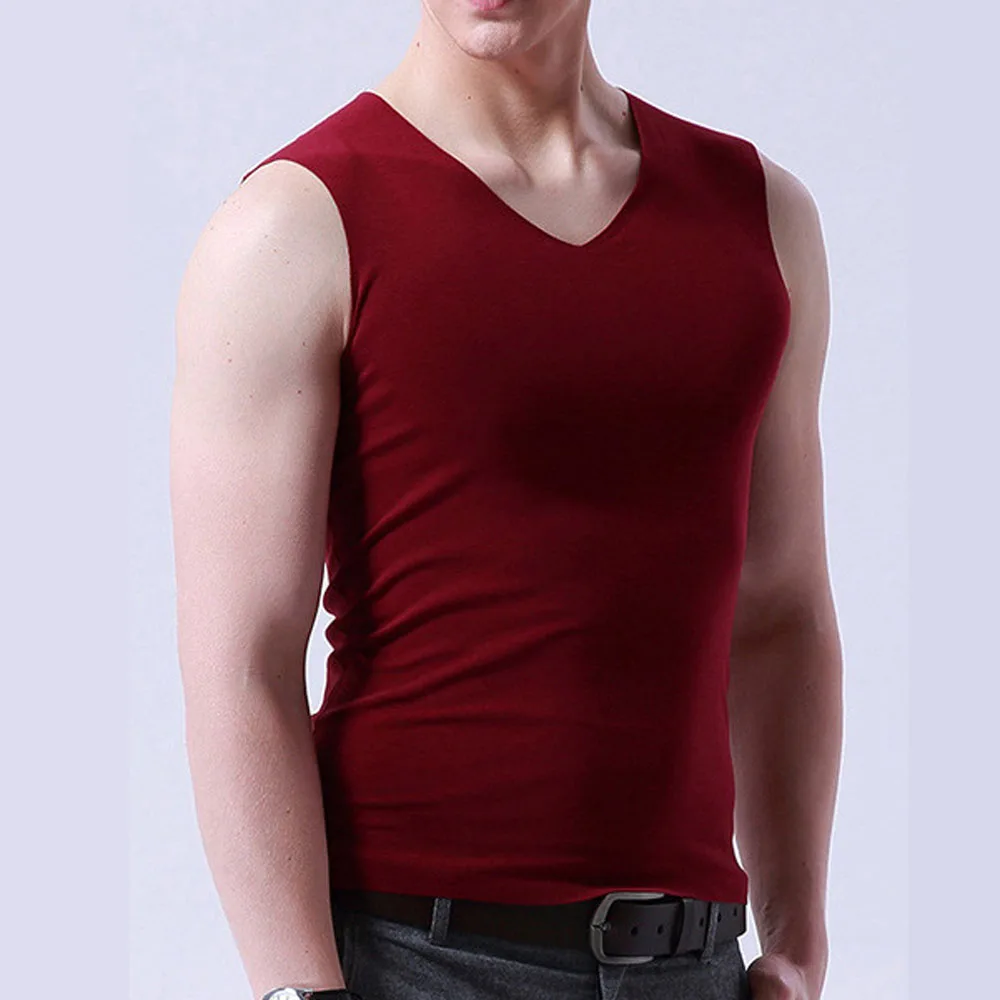 Silk V Neck Sleeveless Summer Vest for Men
