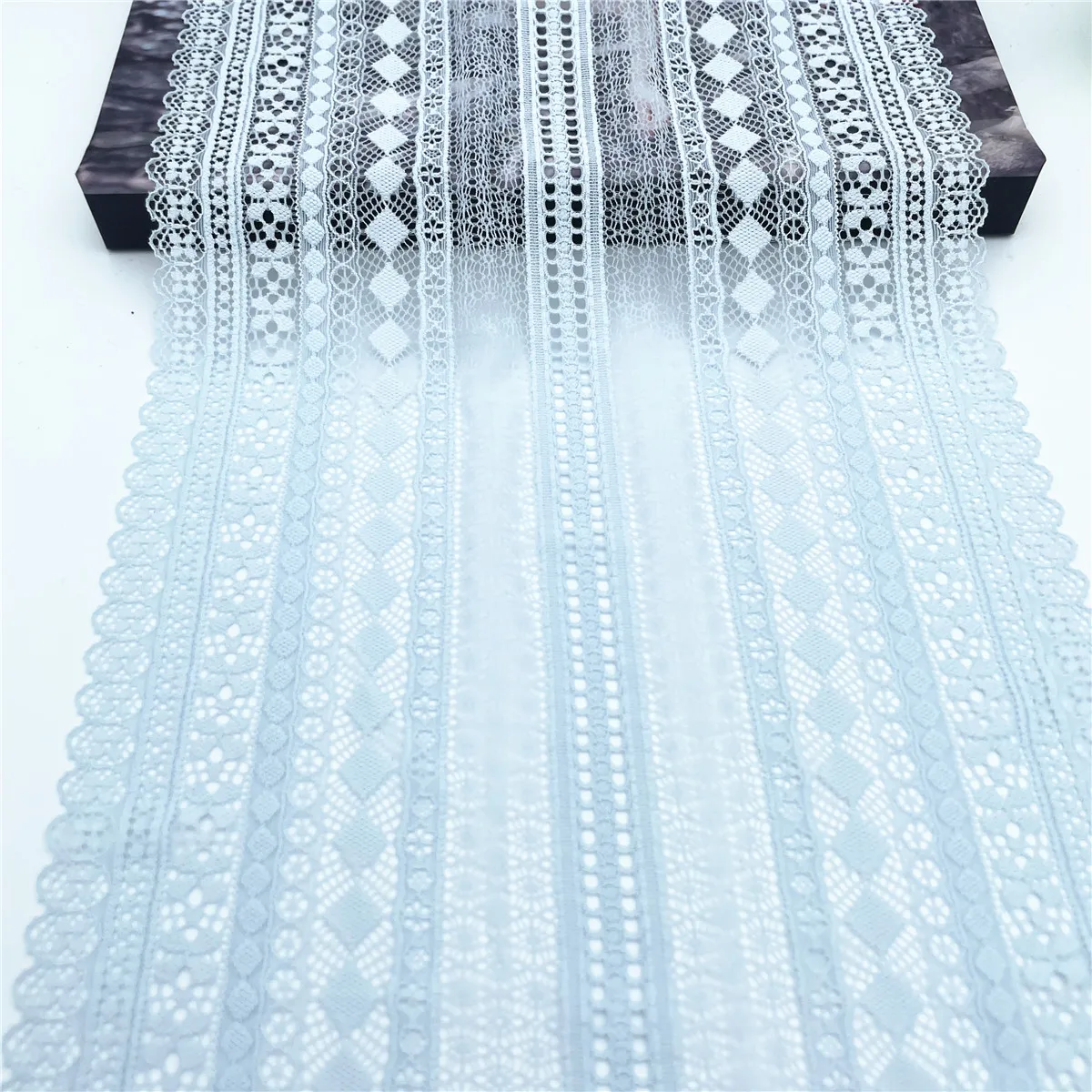 3y/lot Width 22.50cm Sky Blue Elastic Stretch Lace Trim 3