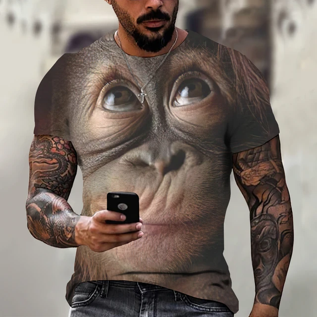 Camiseta Camisa Macaco Rosto 3d Animal - Y03