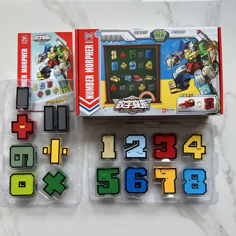 thumbnail image 1 of Con caja para ensamblar números, robots, bloques de transformación, figuras de acción, modelo de coche, dinosaurio, deformación, letras, dígitos, juguetes del alfabeto, 1 of 5