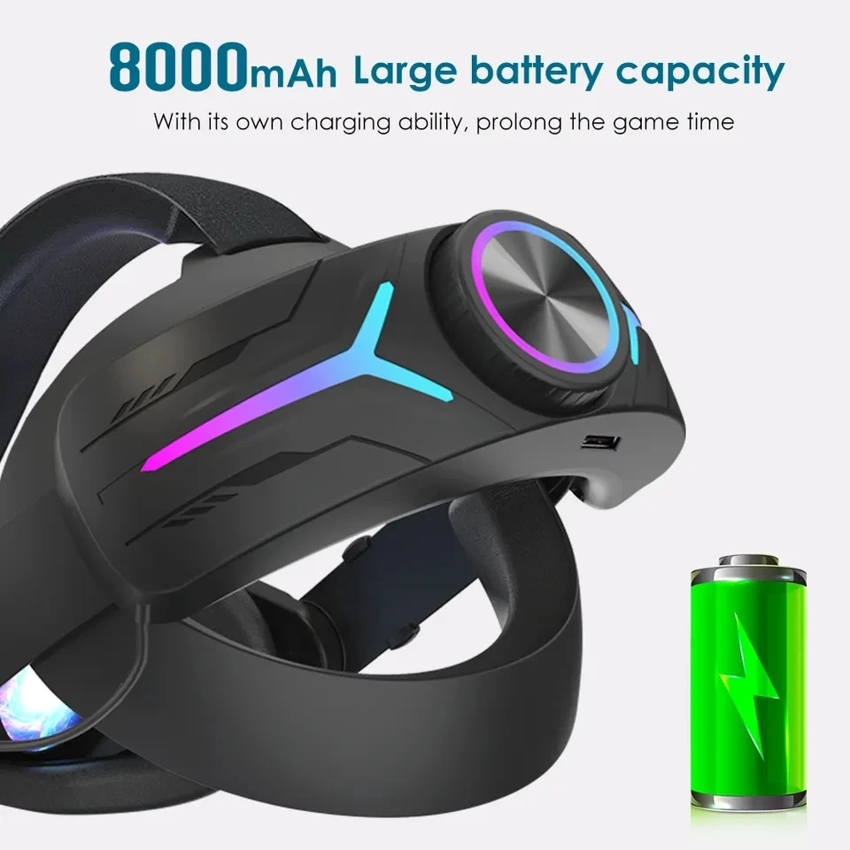 Correia de Cabeça de Substituição Ajustável para Oculu Quest Elite Strap Parts Plástico Bateria 8000 Mah Playtime Ajustável - Image 4