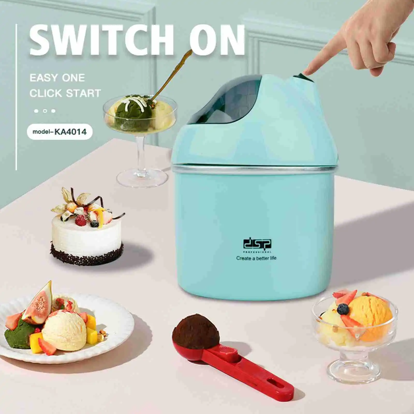 800ml Ice Cream Machine Frozen Yogurt and Sorbet Machine Mini Home Multi-function Homemade Electric Ice Cream