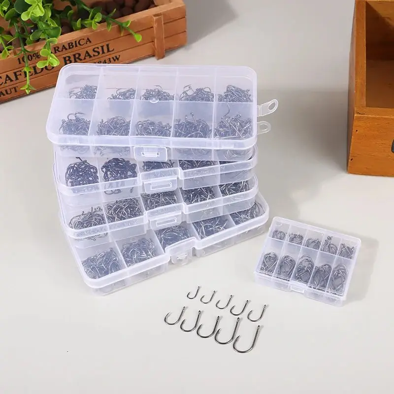 Fishing Hook 100-2000 Pieces Set Boxed Inverted Hooks Outdoor Fishing In Lakes Rivers