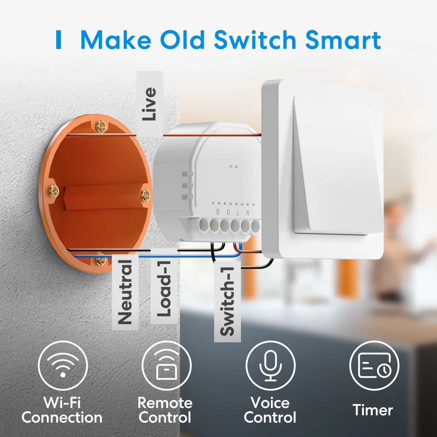 Meross HomeKit WiFi Smart Switch Module 1 Gang 1 Way DIY Light Switch For Apple HomeKit Siri Alexa Google Home SmartThings